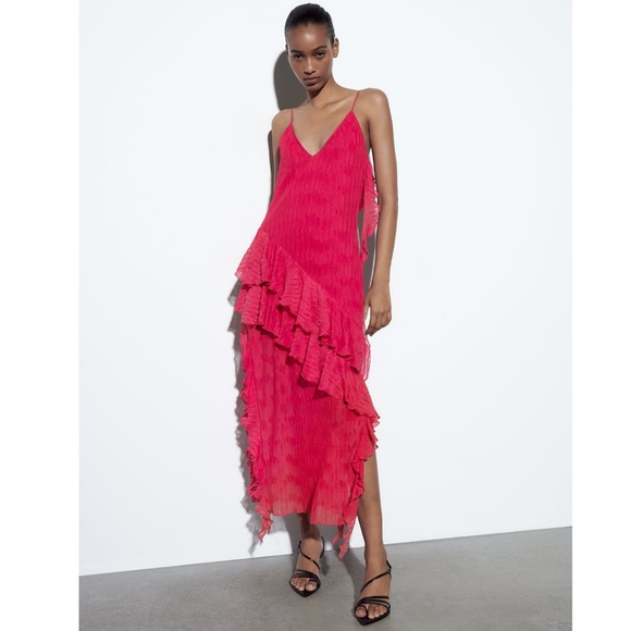 red pleated dress zara mini dress! Love this so much but Zara pleated dresses for spring